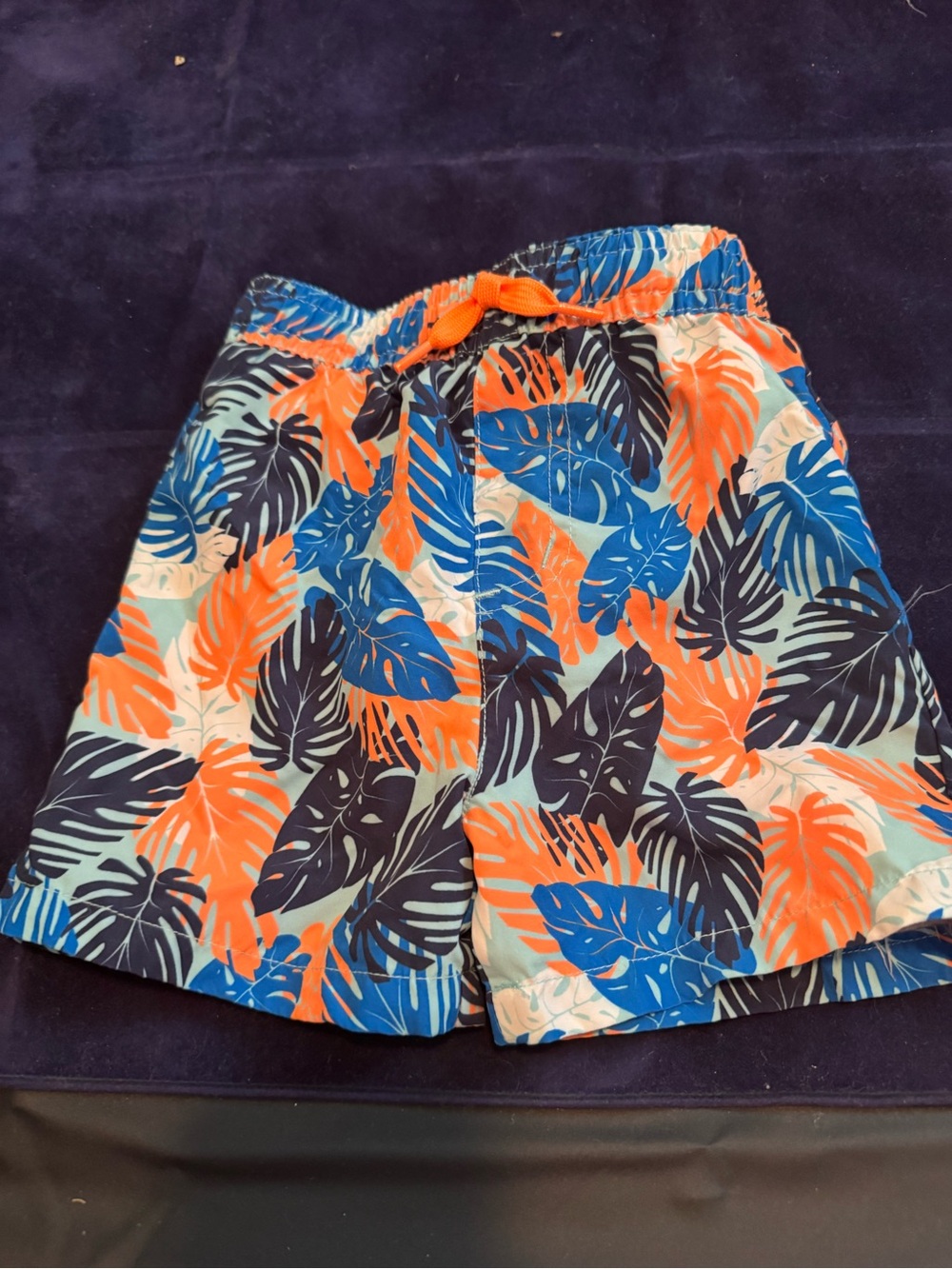 jumping beans Orange & Blue Tropical Swim Trunks-12mos-worn once